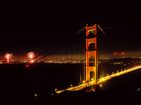 Golden Gate Bridge with fireworks, San Francisco