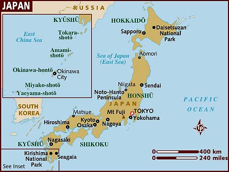 We traveled in Kyushu--southwest of Kyoto